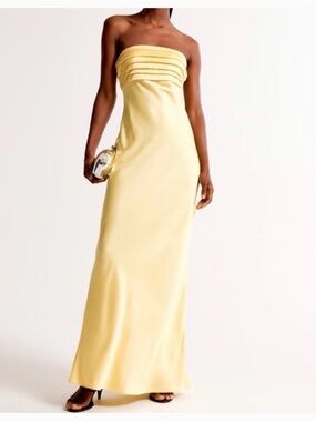 Abercrombie & Fitch Emerson Strapless Slim Yellow Maxi Dress